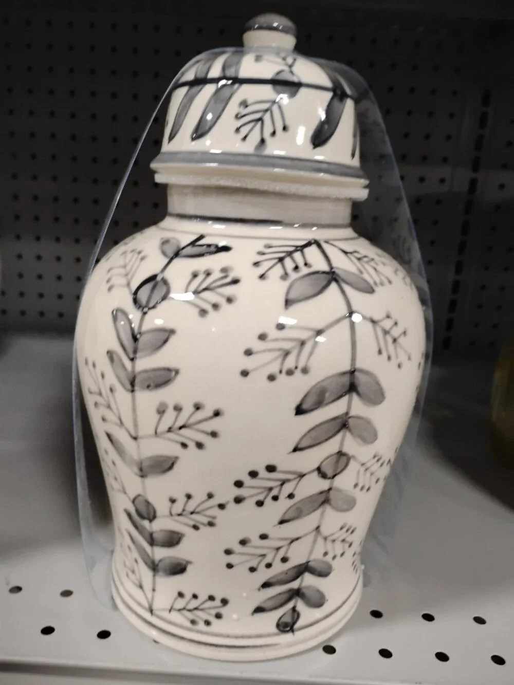 New Gray And White Ceramic Vase Jar With Lid
